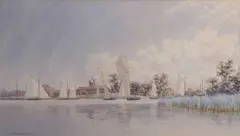 Norfolk Broads scene by Stephen John Batchelder, 1885, watercolour, sold Mar 2026