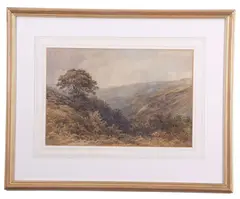 Landscape view by Benjamin Williams Leader, 1894, watercolour, sold Mar 2026