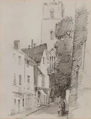Westlegate by Arthur E. Davies, ink and wash, sold Mar 2026