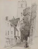 Westlegate by Arthur E. Davies, ink and wash, sold Mar 2026
