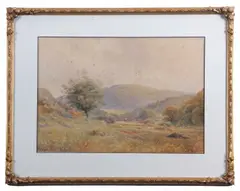 Pastoral landscape by Charles Harmony Harrison, watercolour, sold Mar 2026