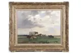 Cattle at rest by John Alfred Arnesby Brown, oil on board, sold Mar 2026