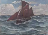 LT153 shipping scene by John Gregory, 1912, oil on canvas, sold Mar 2026