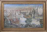 Sailing ships beside the Tower of London by John Moray-Smith, 1940, oil on board, sold Mar 2026