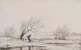Windswept landscape with two figures by Martin Hardie, etching, sold Mar 2026