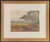 Pastoral landscape with grazing Cattle by James William Walker, oil, sold Mar 2026