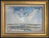 Coastal scene with figures by William Henry Ford, oil on board, sold Mar 2026