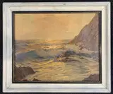 Sea view with crashing waves by Constantin Westchiloff, oil on canvas, sold Mar 2026