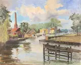 Wroxham by Geoffrey Burrows, oil on board, sold Mar 2026