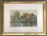 View across water to a mill by George Parsons Norman, watercolour, sold Mar 2026