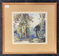 View through woodland opening by John Piper, watercolour and ink, sold Mar 2026