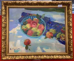 Still life of fruit by Sergei Kovalenko, oil on canvas, offered Feb 2026