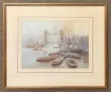 Untitled by Arthur James Wetherall Burgess, Watercolour Pool of London signed lower left, sold Feb 2026