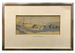 Alcudia, Spain by Hugh Casson, watercolour and ink, sold Feb 2026