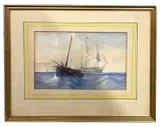 Shipping scene by Thomas Charles Leeson Rowbotham, 1853, watercolour, sold Feb 2026