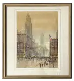 Winter on Fifth Avenue, New York by Michael Crawley, watercolour, sold Feb 2026
