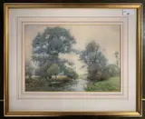 View across a countryside landscape by Ralph William Burdhill, 1906, watercolour, offered Feb 2026
