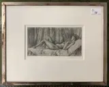 Female nude study by Mark Clark, etching, sold Feb 2026