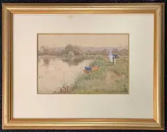 Figures by a riverbank by Ernest Stuart, 1885, print (other), offered Feb 2026