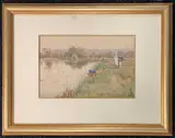 Figures by a riverbank by Ernest Stuart, 1885, print (other), offered Feb 2026