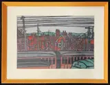 Near the Station by H.J. Jackson, 1963, linocut, sold Feb 2026