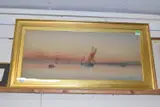 Sailing ships at dusk / dawn by Garmen Morris, watercolour, sold Feb 2026