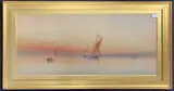 Sailing ships at dusk / dawn by Garmen Morris, watercolour, sold Jan 2026