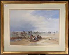 Fisherfolk on the beach by Edward Duncan, 1862, watercolour, sold Jan 2026
