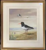 Oyster Catchers by Edward S. Billin, watercolour, sold Jan 2026