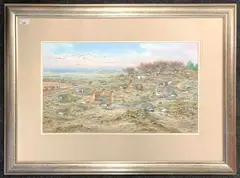 Pink Footed Geese on the Norfolk Coast by Carl Donner, watercolour, sold Jan 2026