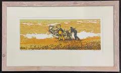 Getting off the Beach by H.J. Jackson, linocut, sold Jan 2026