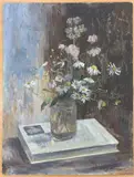 Still life study by Geoffrey Burrows, oil on board, sold Dec 2025
