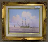 Maritime / shipping scene by Neil Smalley, oil on board, sold Dec 2025
