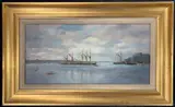 The Start of the Race, Pin Mill by Phyllis Morgans, oil on canvas, sold Dec 2025