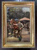 Spelmans Horse Sale by Geoffrey Mortimer, oil on canvas, sold Dec 2025