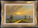 East Anglian Sunset by William Francis Burton, oil on board, sold Dec 2025