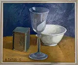 Still life with Can and Glass by Vladimir Titov, 2012, oil on board, offered Dec 2025