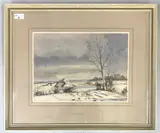 Winter Snow near Wilden Beds by David Green, 1983, watercolour, sold Dec 2025