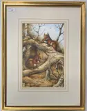 Red Squirells by Carl Donner, watercolour and gouache, sold Dec 2025
