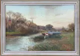 Grazing cattle by the riverbank by Henry Charles Fox, 1809, watercolour on paper, sold Dec 2025