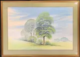 Landscape scene by Peter Issitt, watercolour and gouache, sold Dec 2025