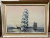Moored boats in harbour by Stuart Maxwell Armfield, watercolour, offered Dec 2025