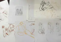 Female nude studies on 25 full sheets by Peter Collins, print (other), sold Dec 2025