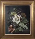 Still life of of flowers by Gordon Bennett Oates, oil on board, sold Nov 2025