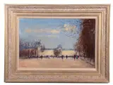The Louvre from the Tuileries by Frederick Beckett, oil on board, sold Nov 2025
