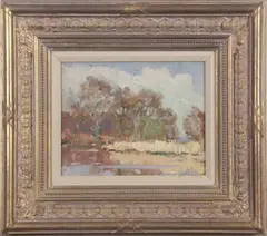 An Autumnal landscape view by John S. Applegate, oil on board, sold Nov 2025