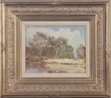 An Autumnal landscape view by John S. Applegate, oil on board, sold Nov 2025