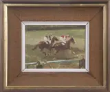 Horse Racing scene by Thomas John Coates, oil on canvas, sold Nov 2025