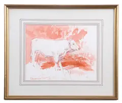 Study of a Bullock by Thomas John Coates, pencil and watercolour, sold Nov 2025