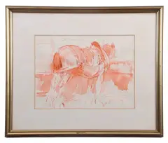 Study of Shire Horse by Thomas John Coates, watercolor, sold Nov 2025